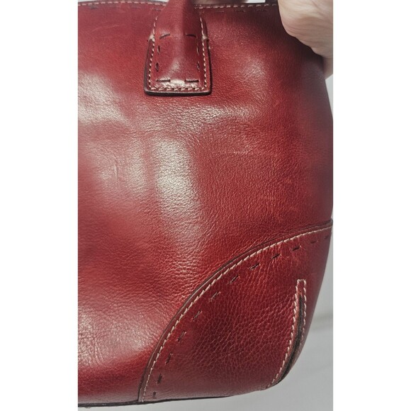Vintage Fossil Red Leather Sedona Satchel Purse Handbag Double Handles Stitching - Picture 6 of 16